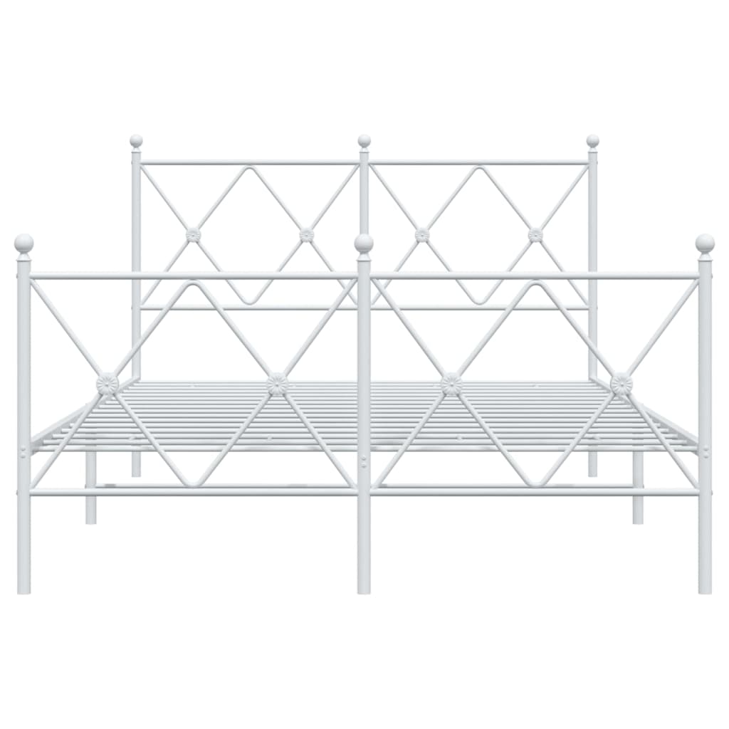 Bed frame with head and footboard metal white 120x200 cm