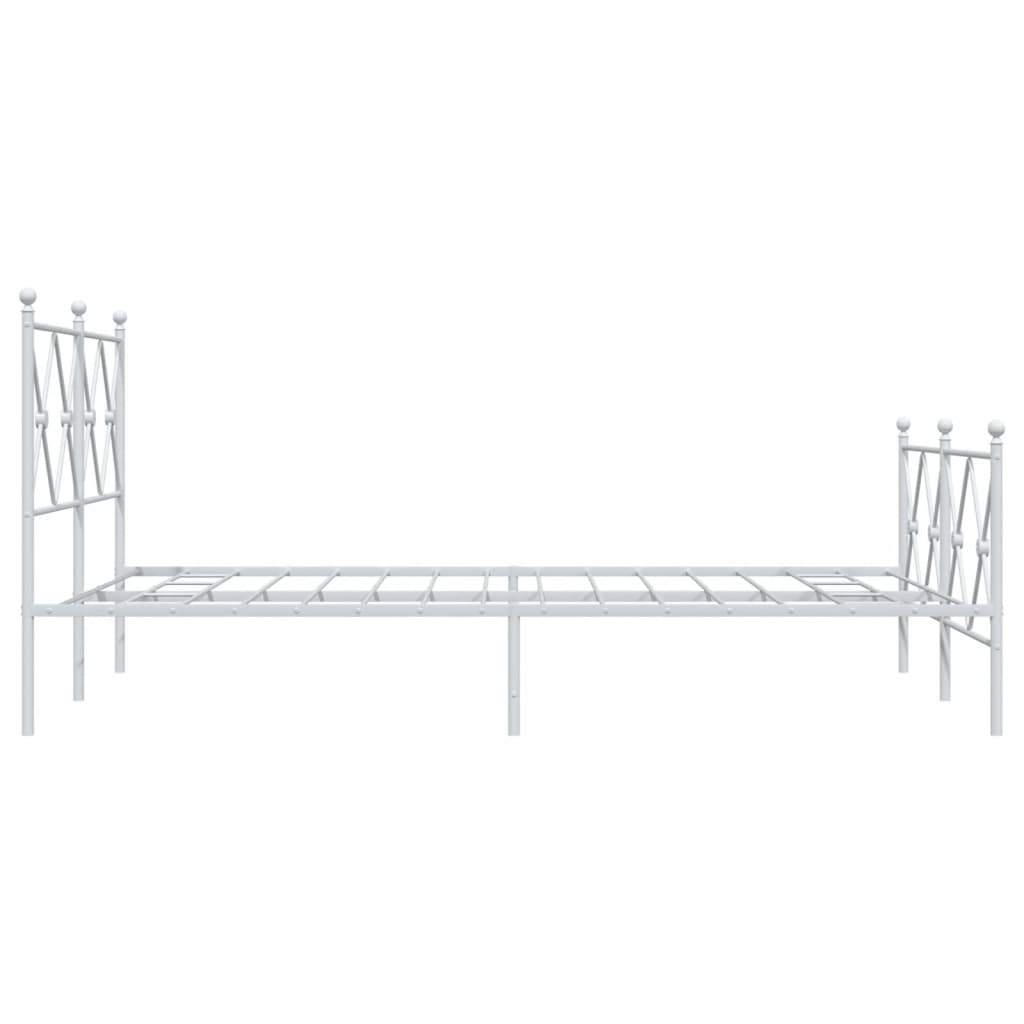 Bed frame with head and footboard metal white 120x200 cm
