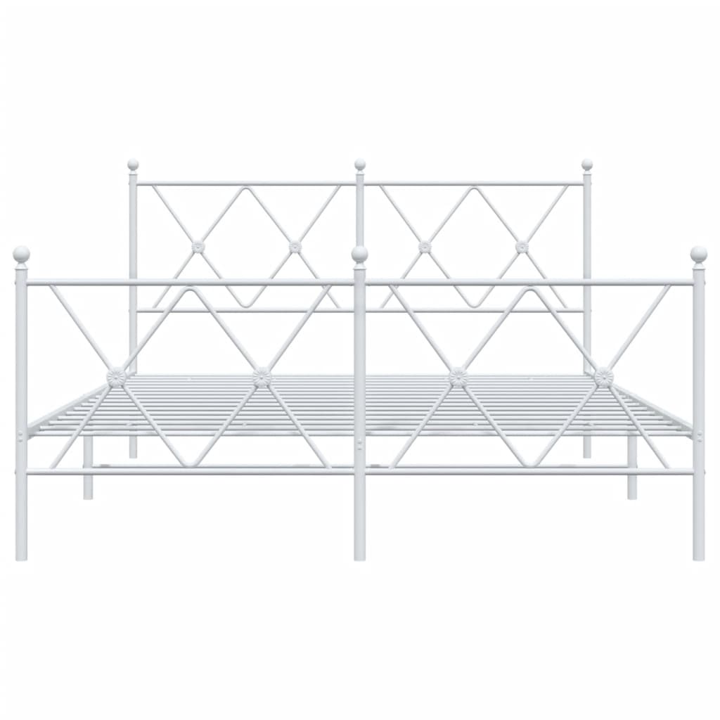 Bed frame with head and footboard metal white 137x190 cm