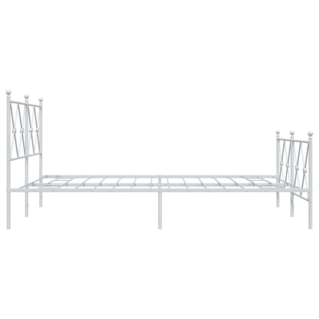 Bed frame with head and footboard metal white 137x190 cm