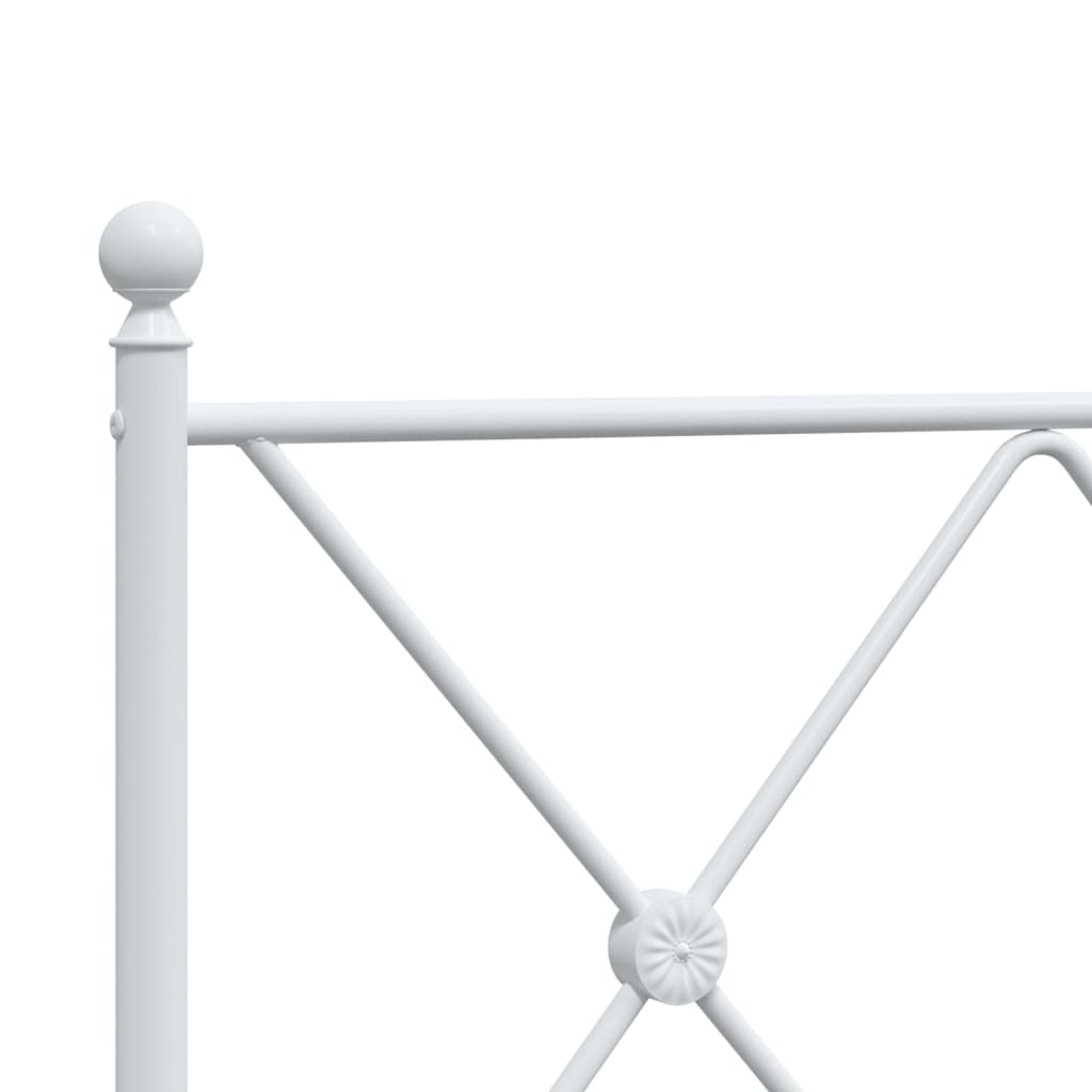 Bed frame with head and footboard metal white 137x190 cm
