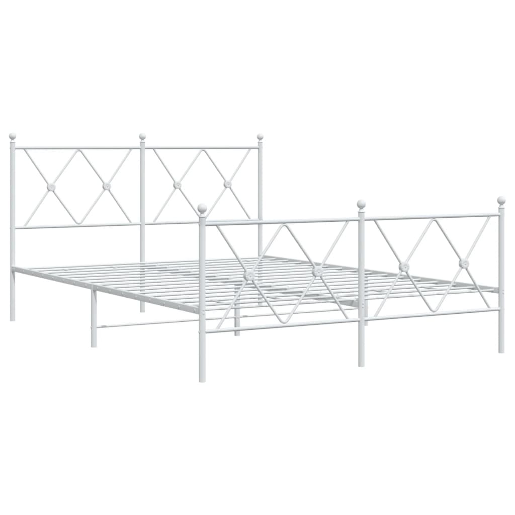 Bed frame with head and footboard metal white 140x190 cm
