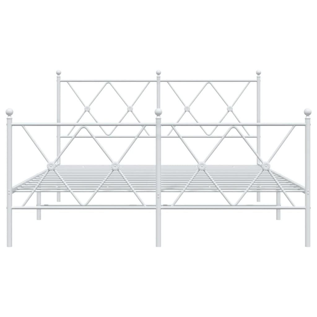 Bed frame with head and footboard metal white 140x190 cm