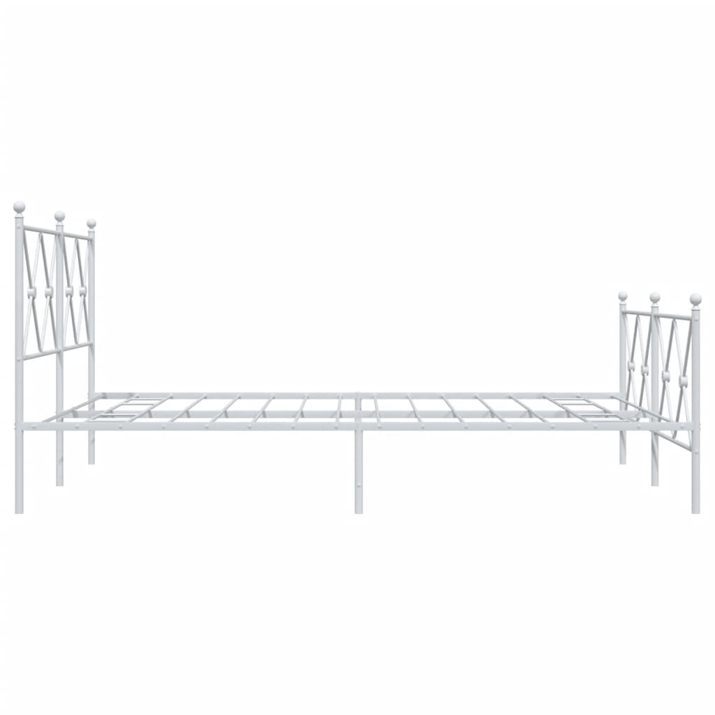 Bed frame with head and footboard metal white 140x190 cm