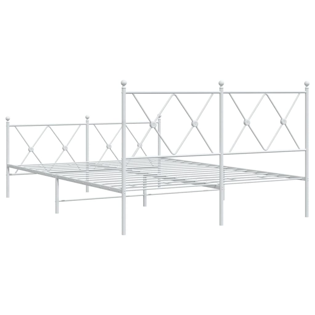 Bed frame with head and footboard metal white 140x190 cm