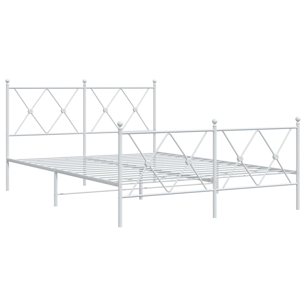 Bed frame with head and footboard metal white 140x200 cm