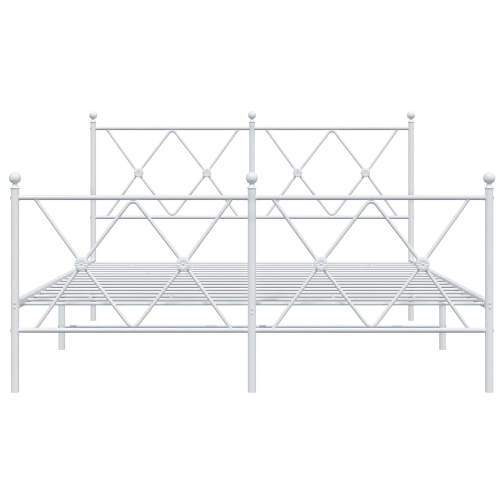 Bed frame with head and footboard metal white 140x200 cm