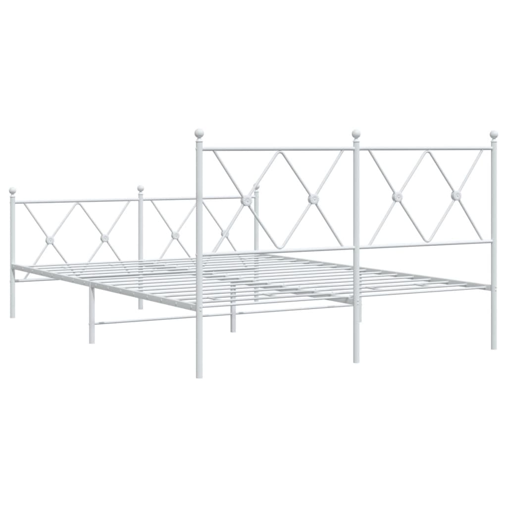 Bed frame with head and footboard metal white 140x200 cm