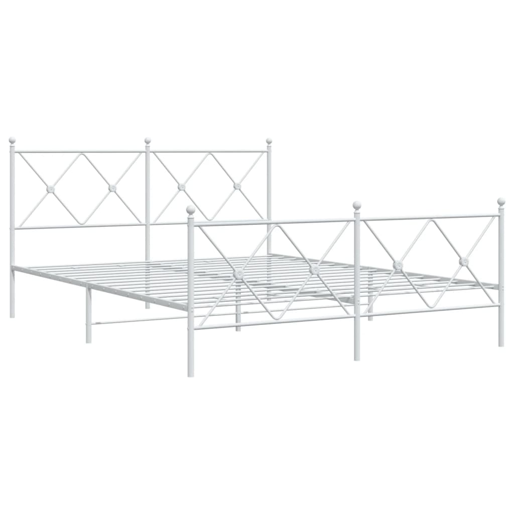 Bed frame with head and footboard metal white 150x200 cm