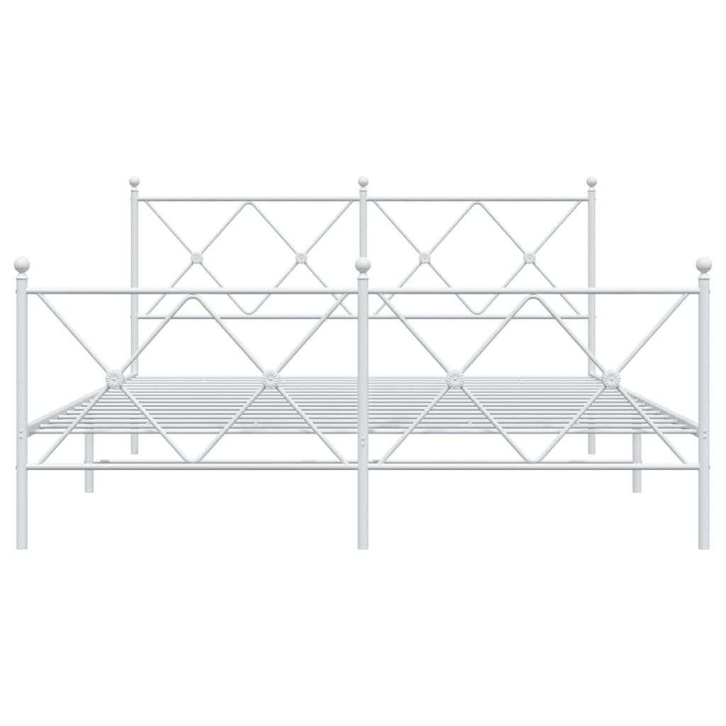 Bed frame with head and footboard metal white 150x200 cm