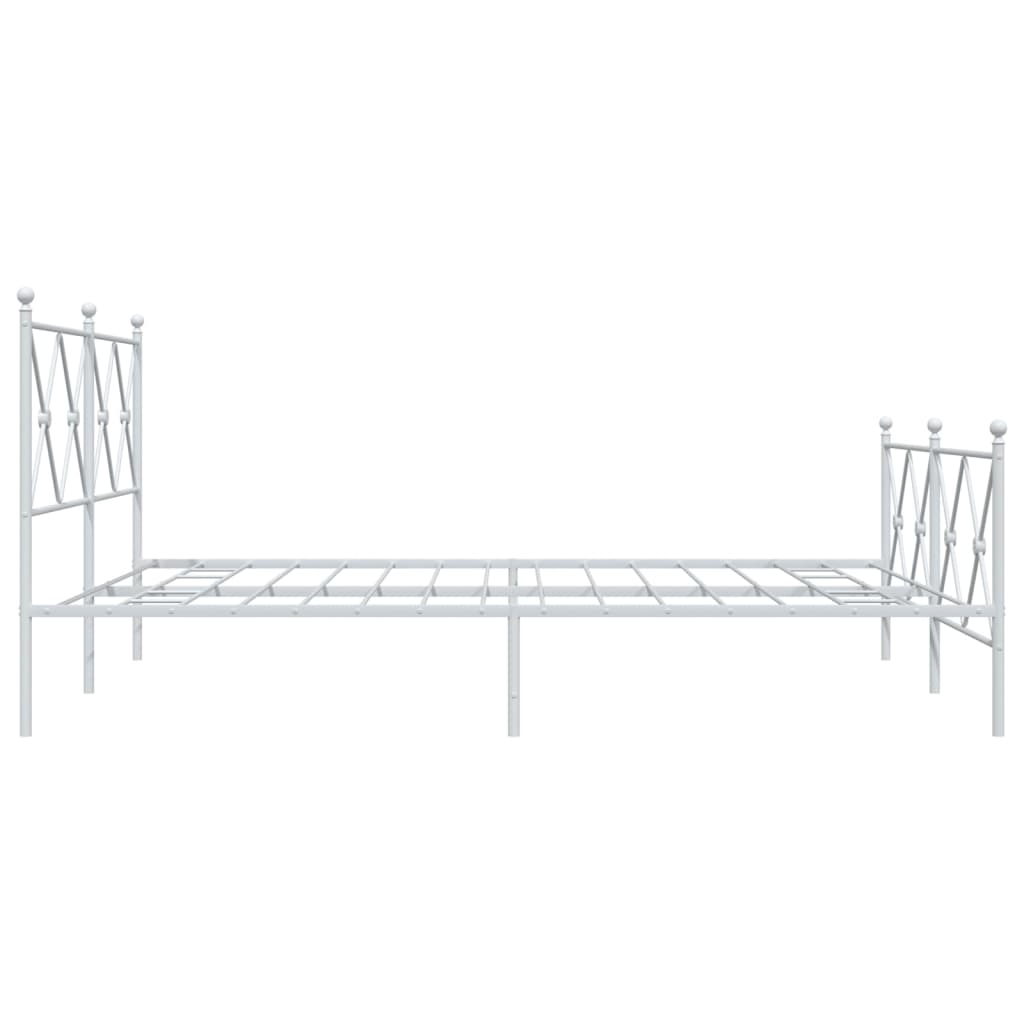 Bed frame with head and footboard metal white 150x200 cm