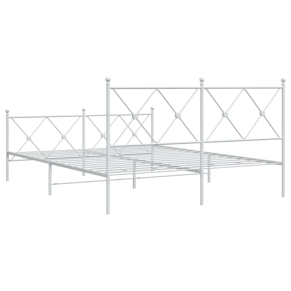 Bed frame with head and footboard metal white 150x200 cm
