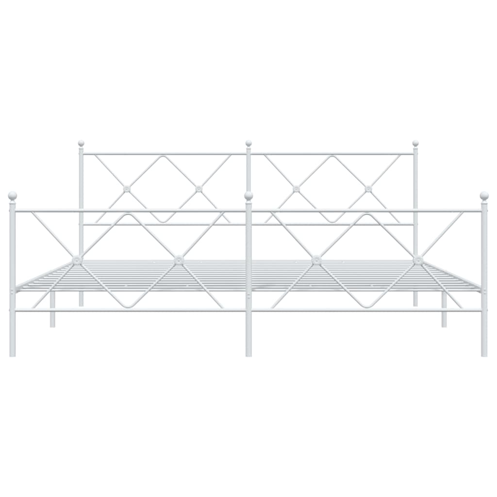 Bed frame with head and footboard metal white 180x200 cm