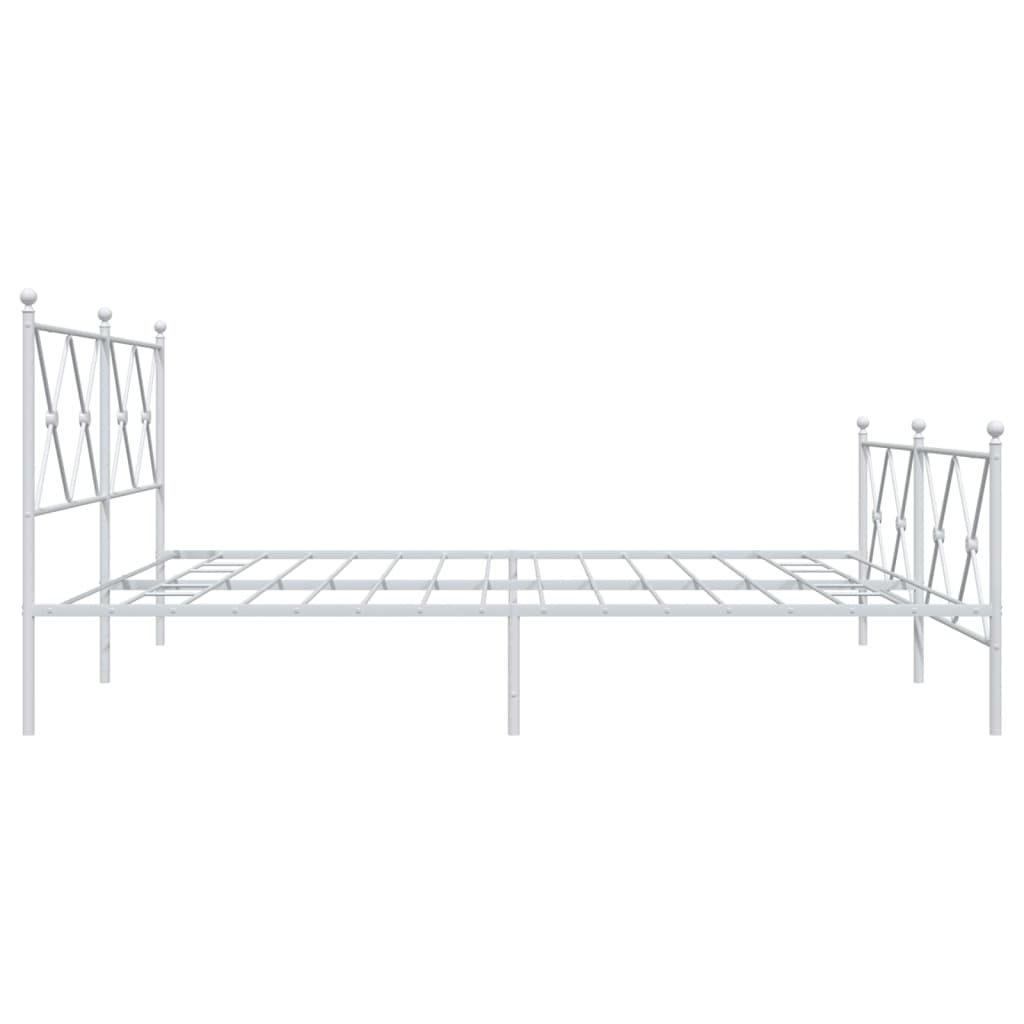 Bed frame with head and footboard metal white 180x200 cm