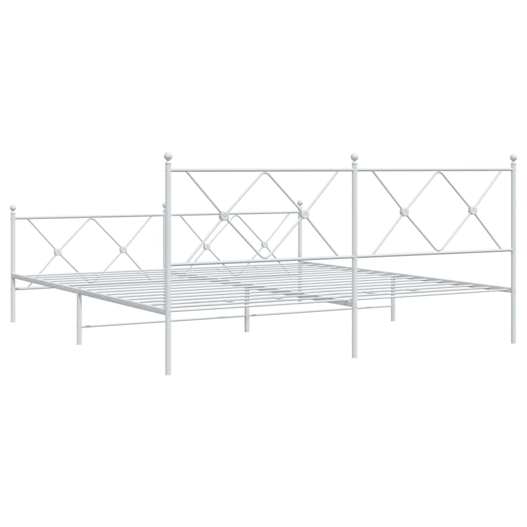 Bed frame with head and footboard metal white 180x200 cm