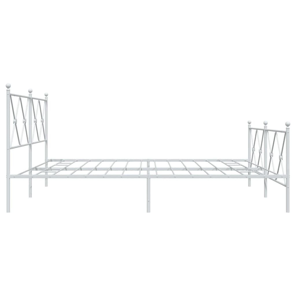 Bed frame with head and footboard metal white 183x213 cm