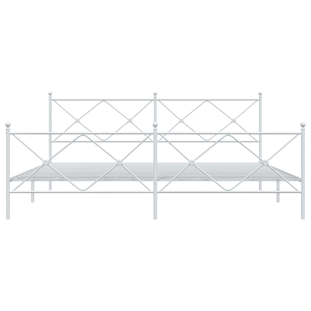 Bed frame with head and footboard metal white 193x203 cm