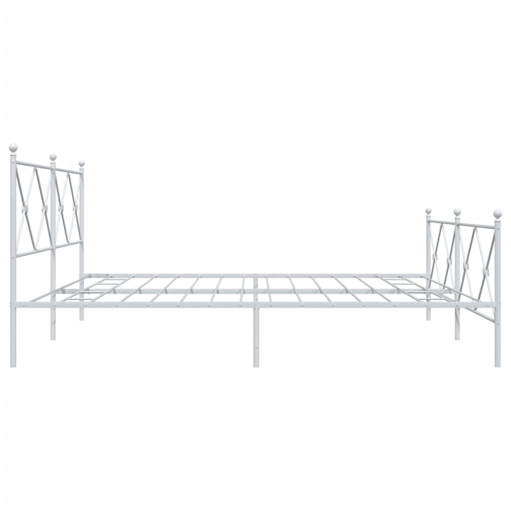 Bed frame with head and footboard metal white 193x203 cm