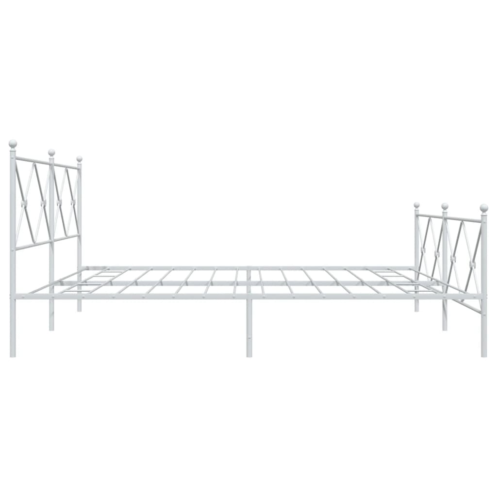 Bed frame with head and footboard metal white 200x200 cm