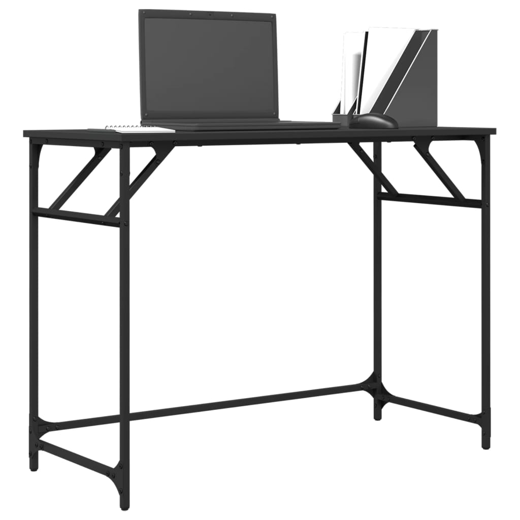 Bureau noir 100x45x76 cm en bois et acier