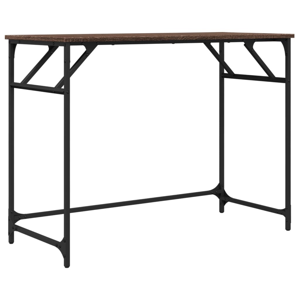 Bureau aspect chêne marron 100x45x76cm matériau bois acier