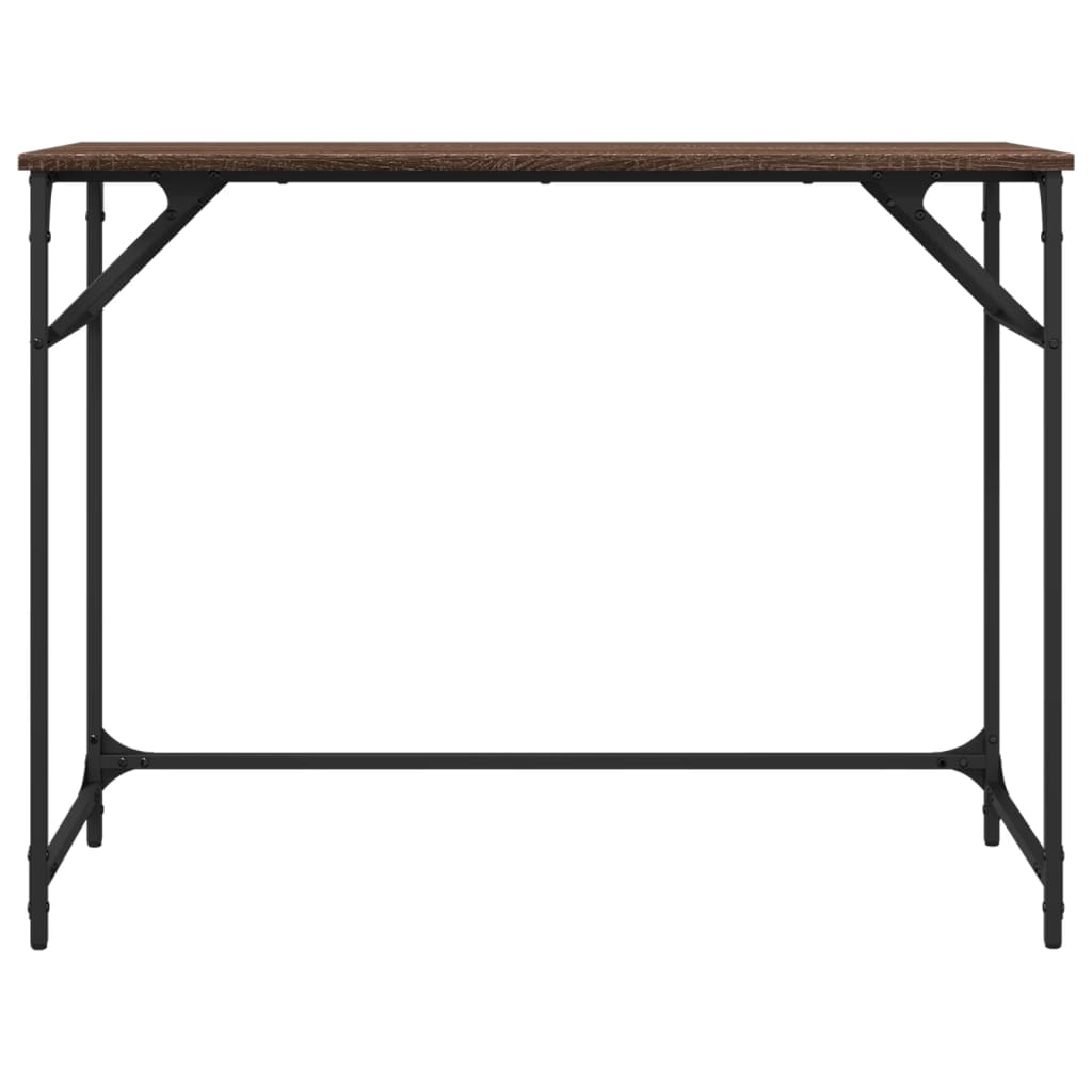 Bureau aspect chêne marron 100x45x76cm matériau bois acier