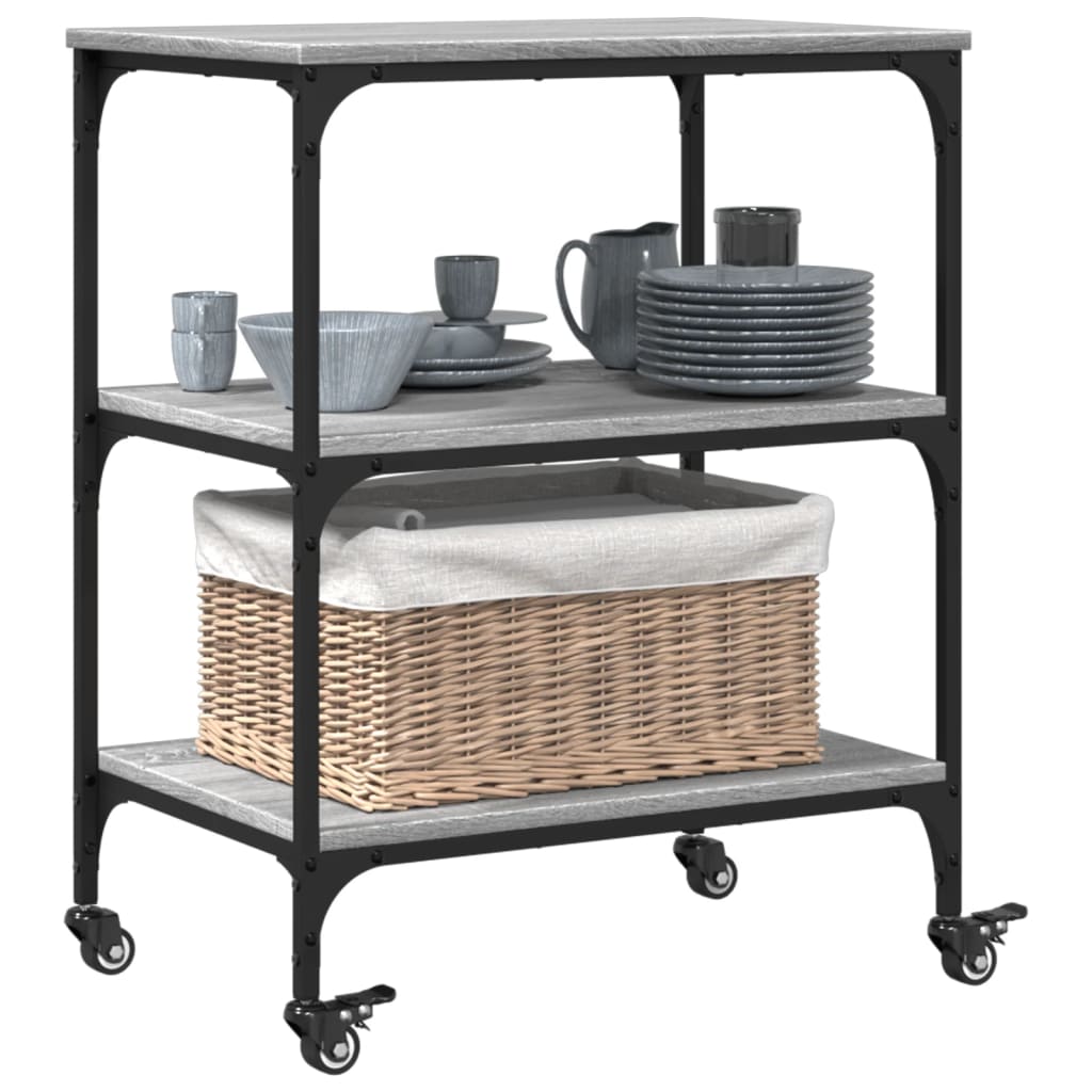 Chariot de cuisine gris Sonoma 60x41x76 cm en bois