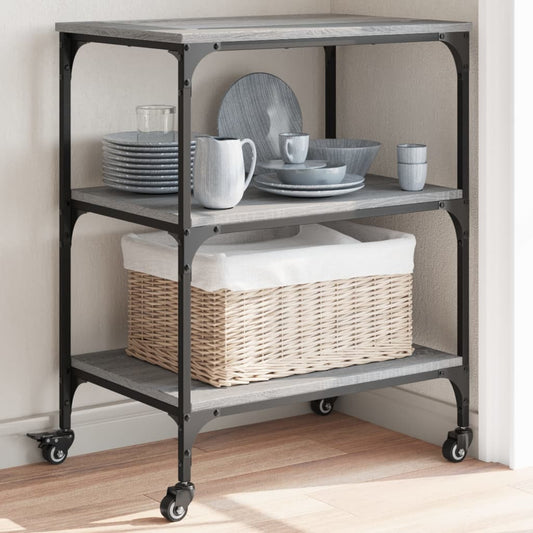 Chariot de cuisine gris Sonoma 60x41x76 cm en bois