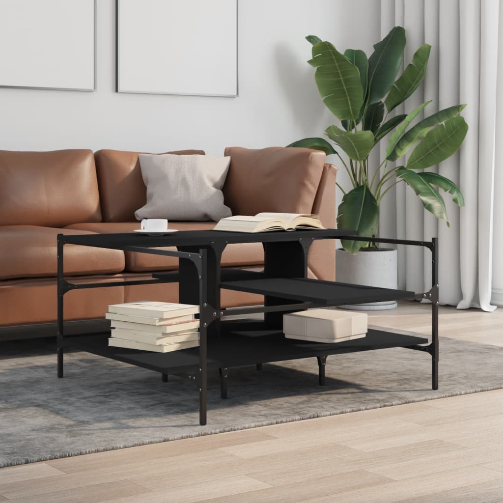Coffee Table Black 100x100x48.5 cm Wood Material