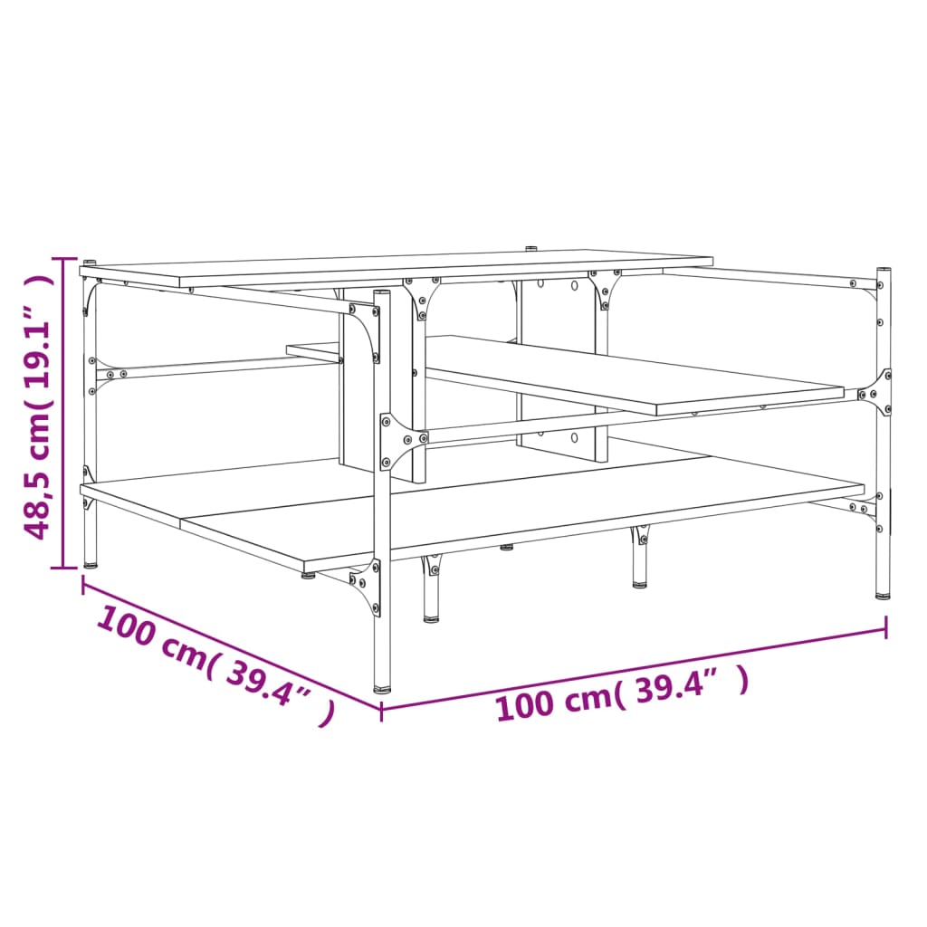 Coffee Table Black 100x100x48.5 cm Wood Material