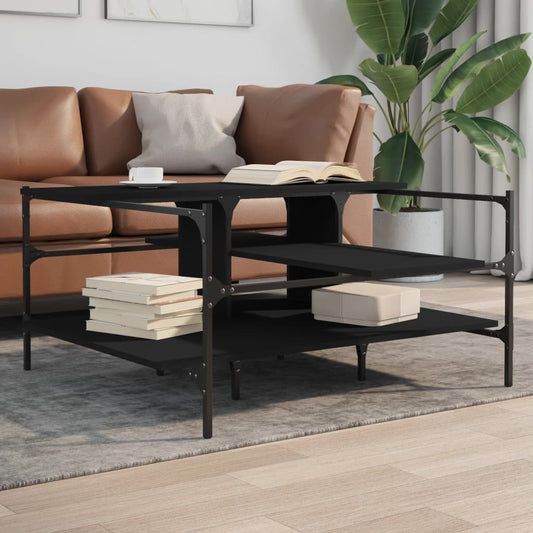 Coffee Table Black 100x100x48.5 cm Wood Material
