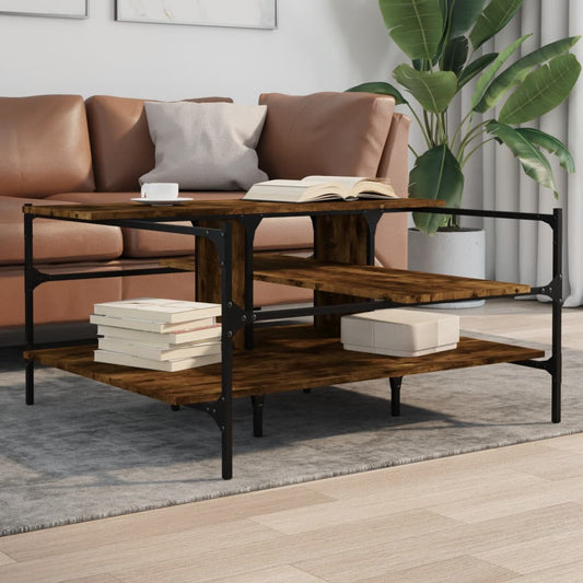 Coffee table smoked oak 100x100x48.5 cm wood material