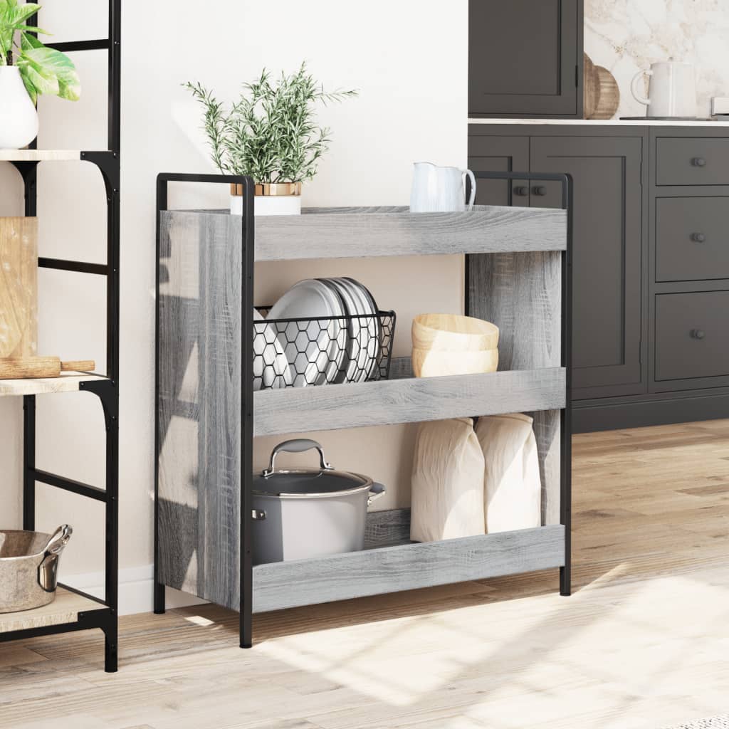 Chariot de cuisine gris Sonoma 70x30x82 cm en bois