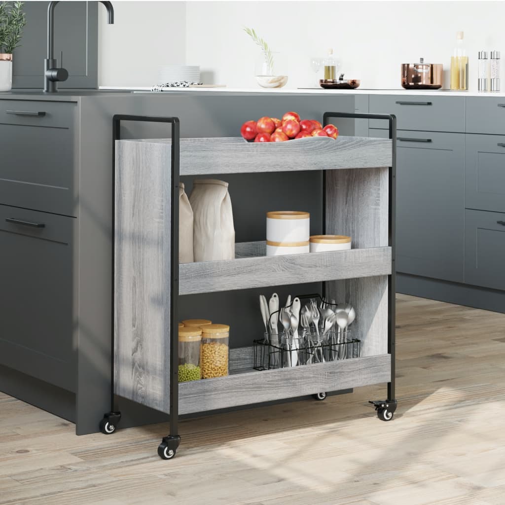 Chariot de cuisine gris Sonoma 70x30x82 cm en bois