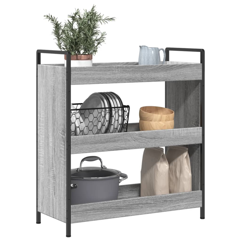 Chariot de cuisine gris Sonoma 70x30x82 cm en bois