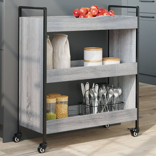 Chariot de cuisine gris Sonoma 70x30x82 cm en bois