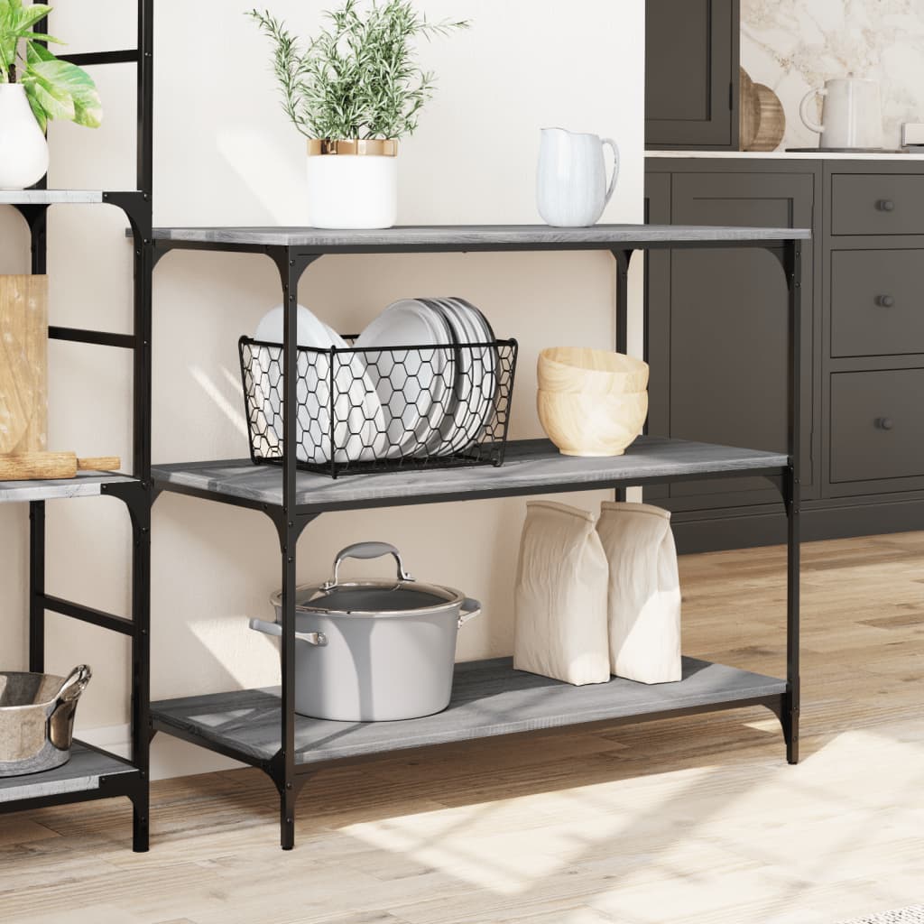 Chariot de cuisine gris Sonoma 102x50x95 cm en bois