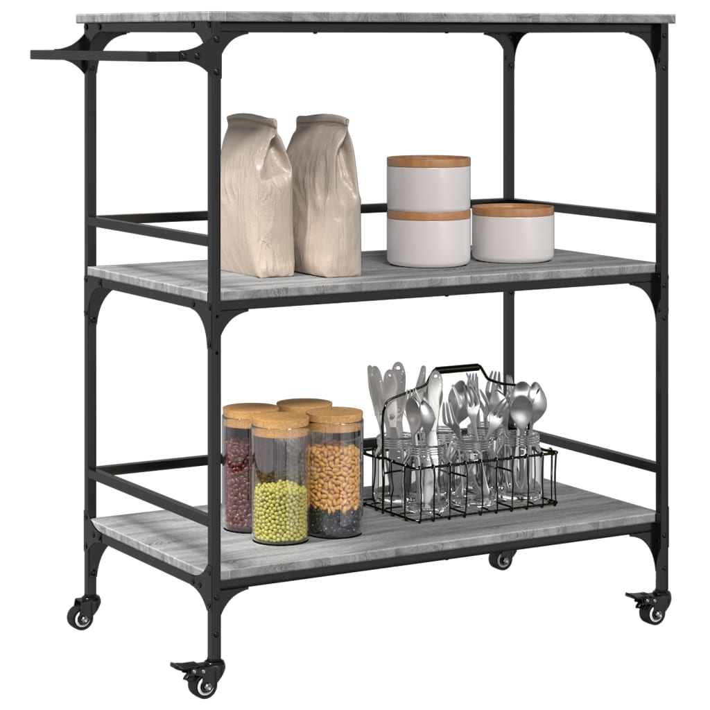 Chariot de cuisine gris Sonoma 100,5x50x105 cm en bois