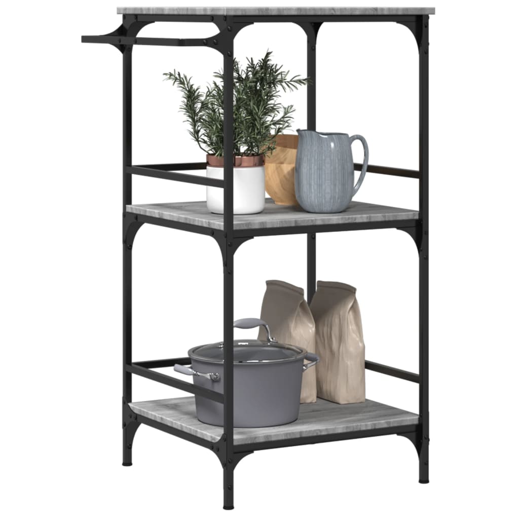 Chariot de cuisine gris Sonoma 60,5x50x105 cm en bois