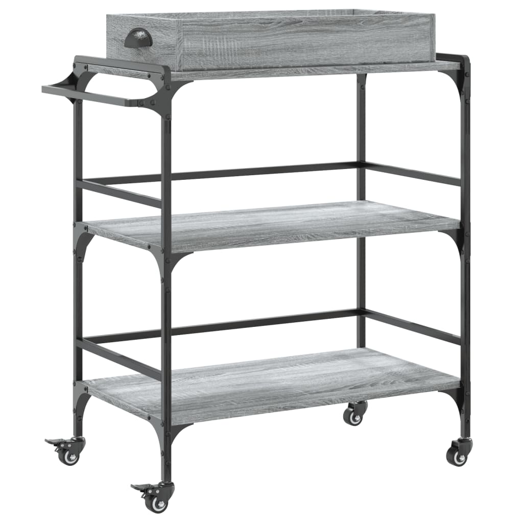 Chariot de cuisine gris Sonoma 81,5x41x92,5 cm en bois