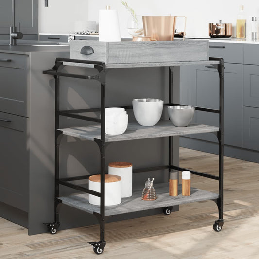 Chariot de cuisine gris Sonoma 81,5x41x92,5 cm en bois