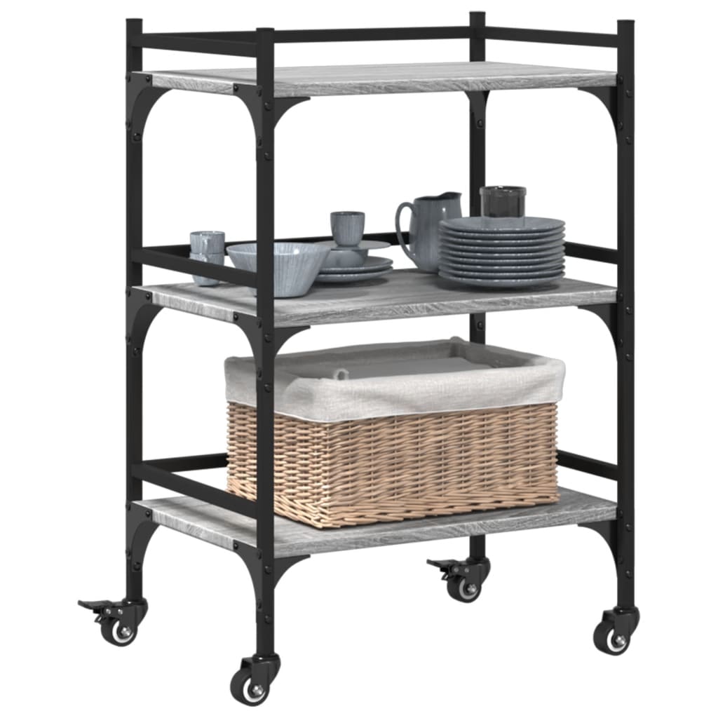 Chariot de cuisine gris Sonoma 50x35x75,5 cm en bois