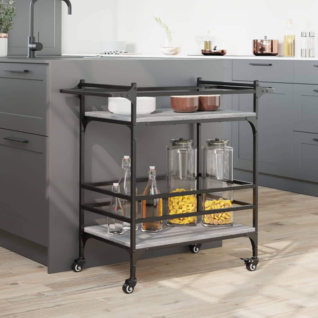 Chariot de cuisine gris Sonoma 82x40x78,5 cm en bois