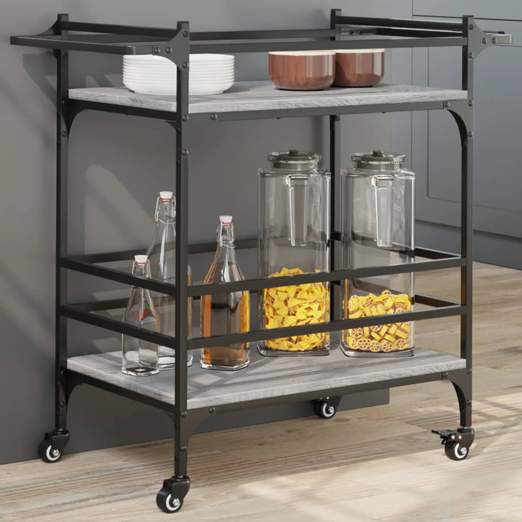 Chariot de cuisine gris Sonoma 82x40x78,5 cm en bois