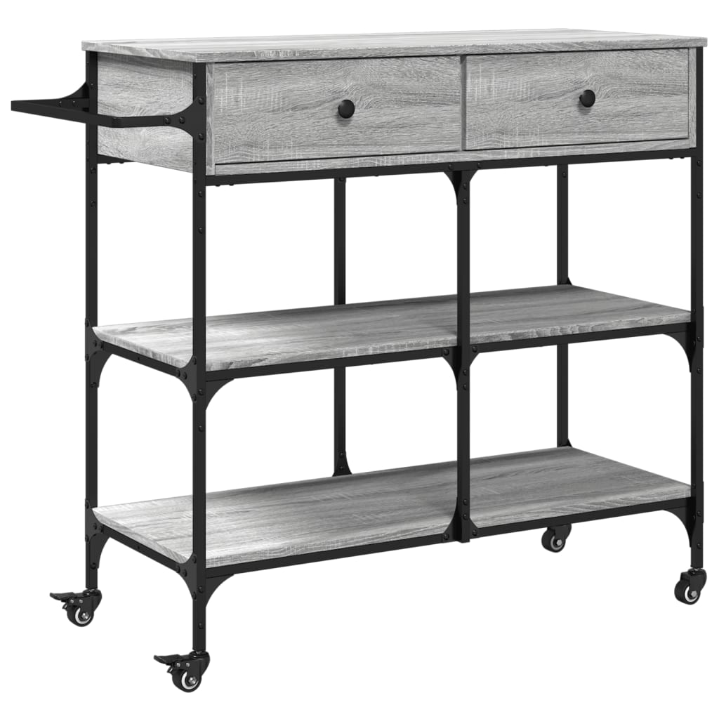 Chariot de cuisine gris Sonoma 105x42x95 cm en bois