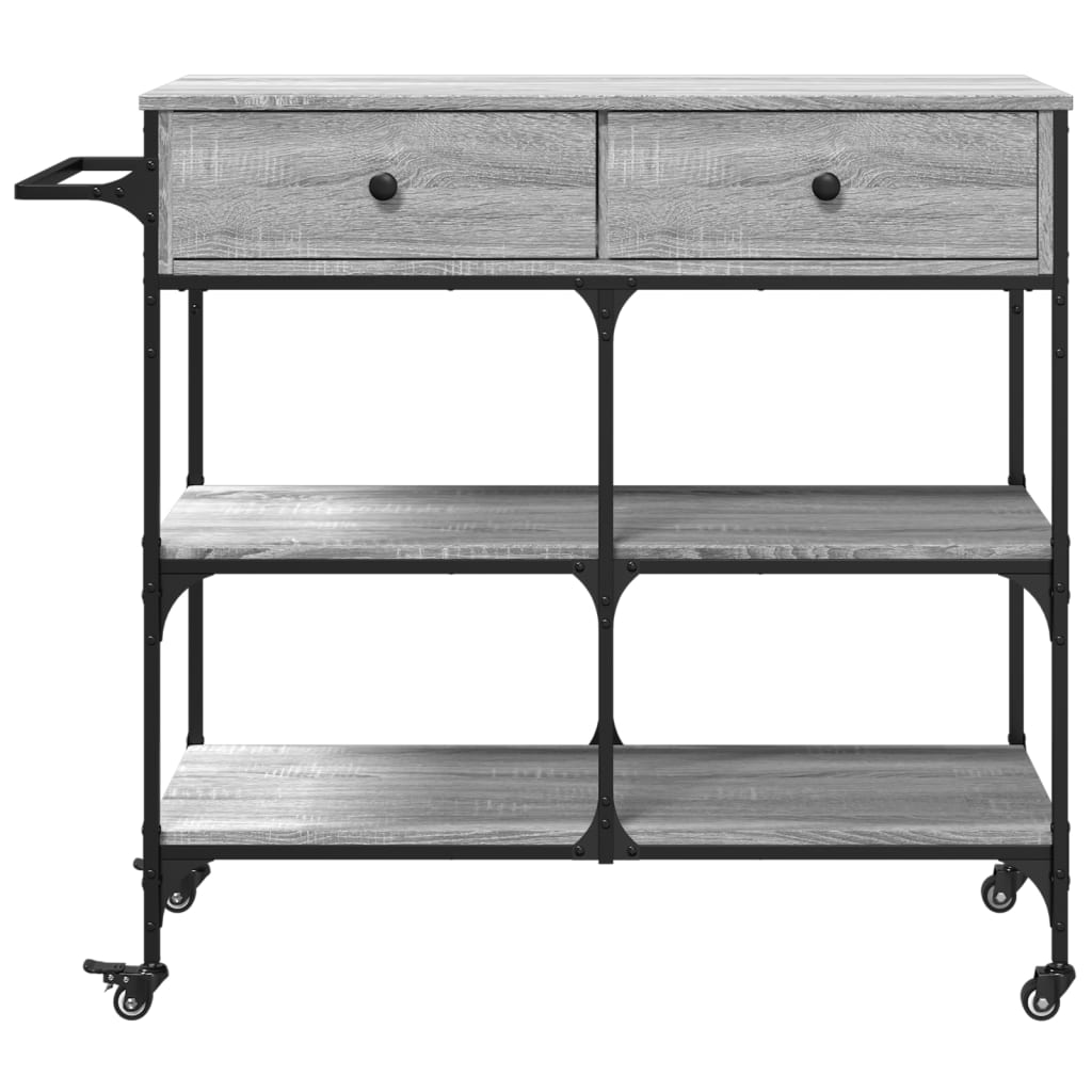 Chariot de cuisine gris Sonoma 105x42x95 cm en bois