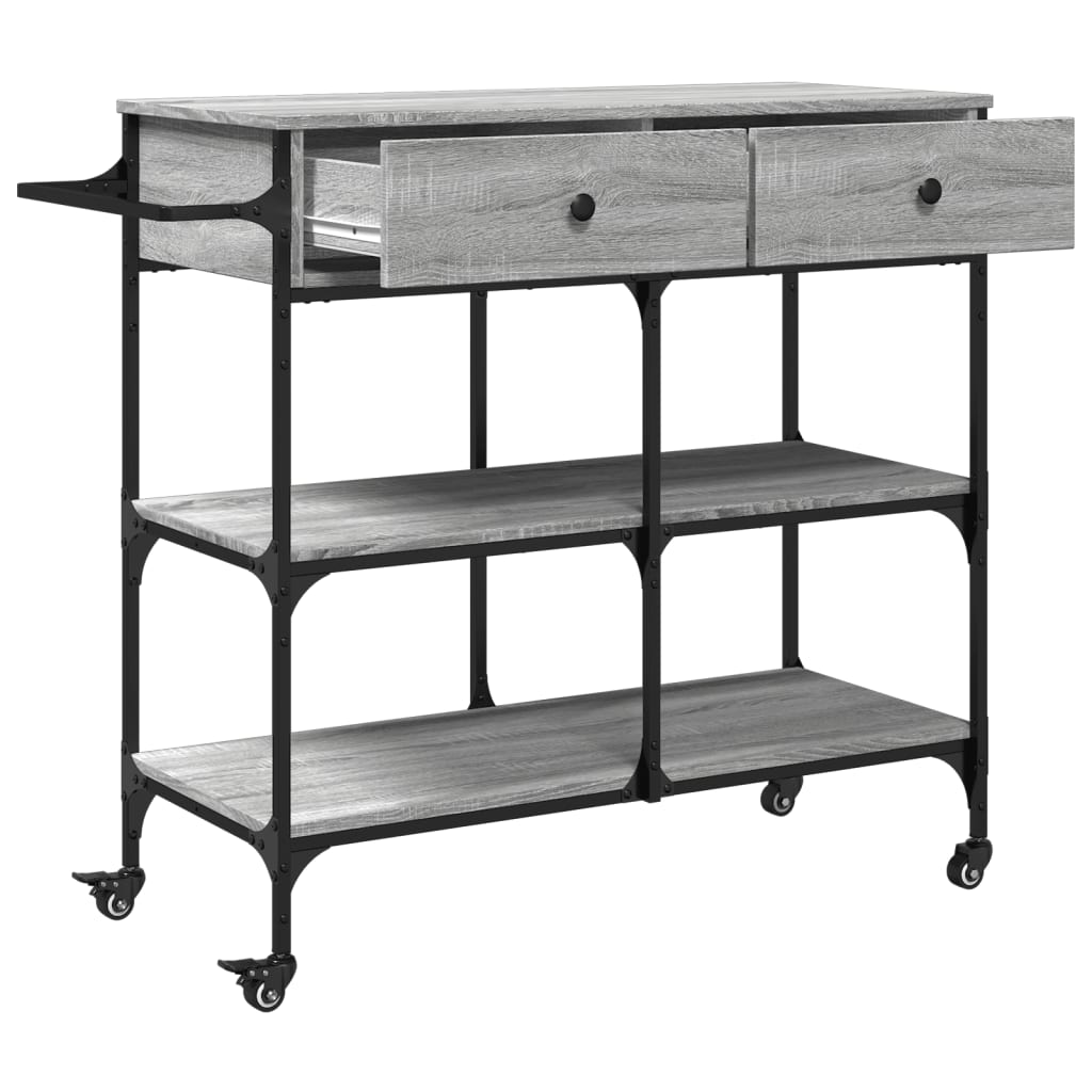 Chariot de cuisine gris Sonoma 105x42x95 cm en bois