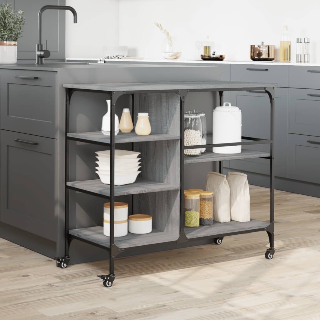 Chariot de cuisine gris Sonoma 100x45x89,5 cm en bois