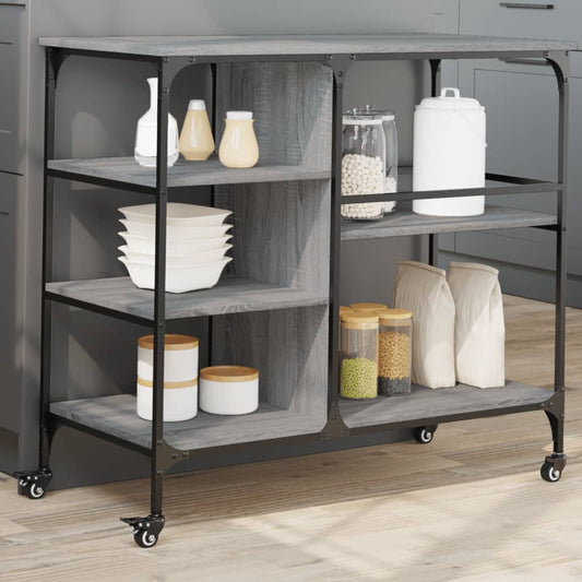 Chariot de cuisine gris Sonoma 100x45x89,5 cm en bois