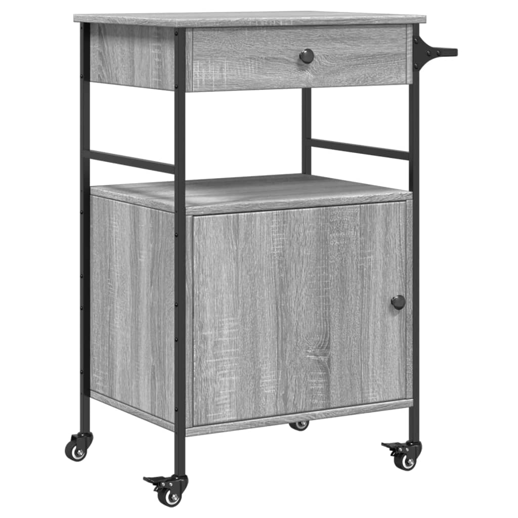 Chariot de cuisine gris Sonoma 56x43x89,5 cm en bois